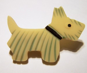 Celluloid Scottie Dog Pin signed Japan