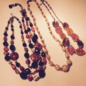 Hattie Carnegie, Venetian Beads, and Lisner leaf necklace